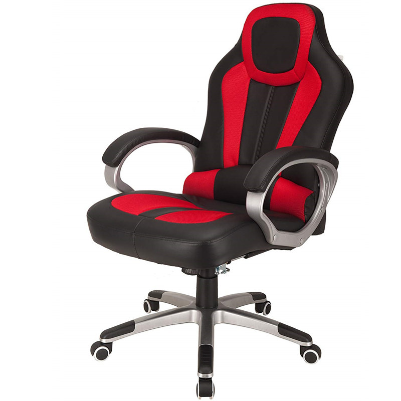 17 Stories Asly Faux Leather Swiveling PC & Racing Game Chair, Black/Red