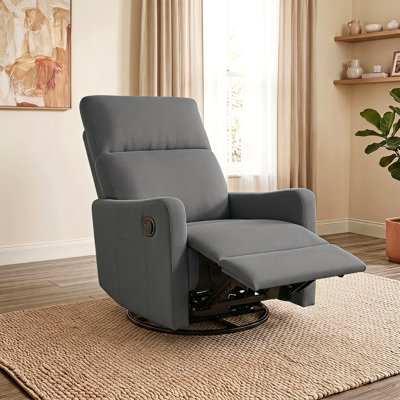 Fauteuil inclinable manuel pivotant, fauteuil berçant pivotant à 360 ° pour adultes, petit fauteuil inclinable berçant pour petits espaces, fauteuil inclinable et oscillant rembourré en tissu, fauteuil de salon, sièges de cinéma - gris foncé