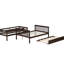 Lit superposé simple au-dessus de double en bois d'hévéa avec lit gigogne, échelle convertible et garde-corps, lit convertible détachable avec lit gigogne simple-1361116060-1361116051