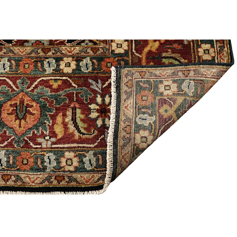Tapis bleu et rouge noué à la main de haute qualité, Rectangle 10' x 14'
