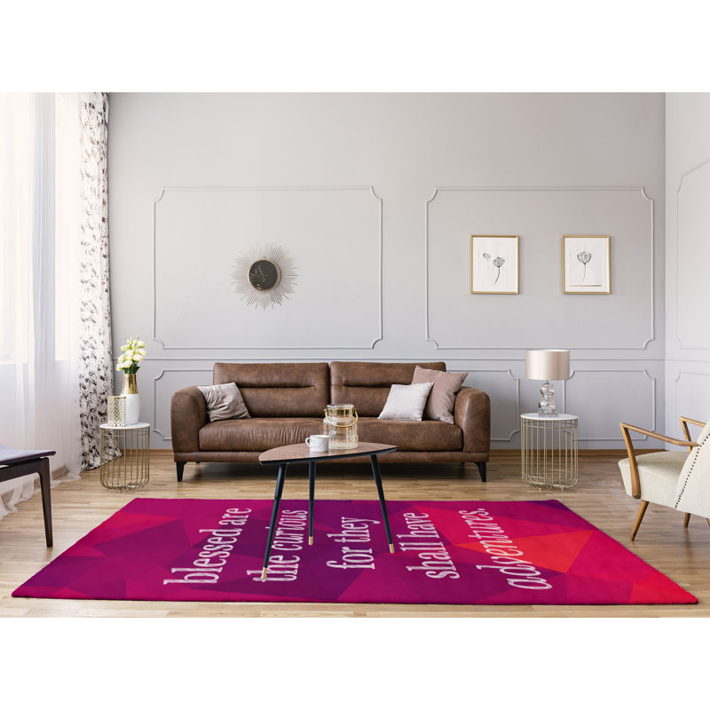 Tapis en polyester à citation inspirante en faux gemme, Rectangle 8 pi x 10 pi