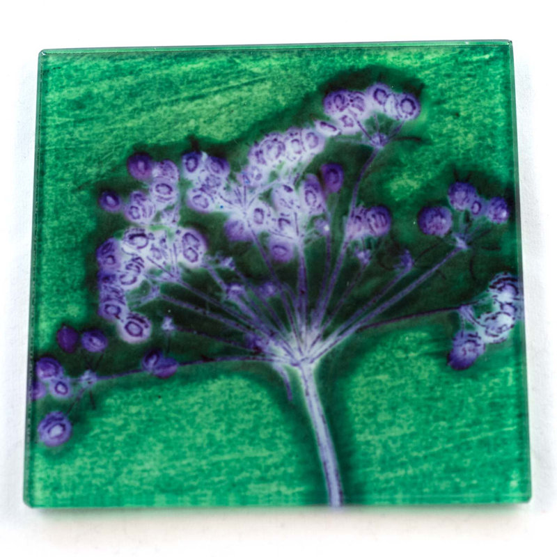 Glass Square 1 Piece Coaster, Green
