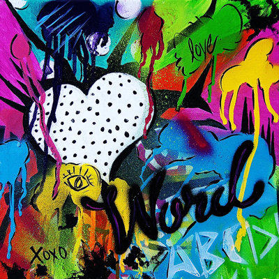 «Say the Word Girly Graffiti» par Timmery Pop, reproduction d'art sur toile tendue
