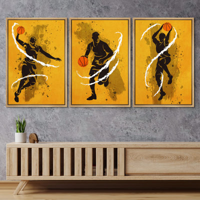 «Paint Stroke Graffiti Basketball Player Sports & Fitness», Athlètes Art Pop, chambre à coucher moderne, images de portrait de garçon, impression numérique sur toile, impression numérique sur toile encadrée