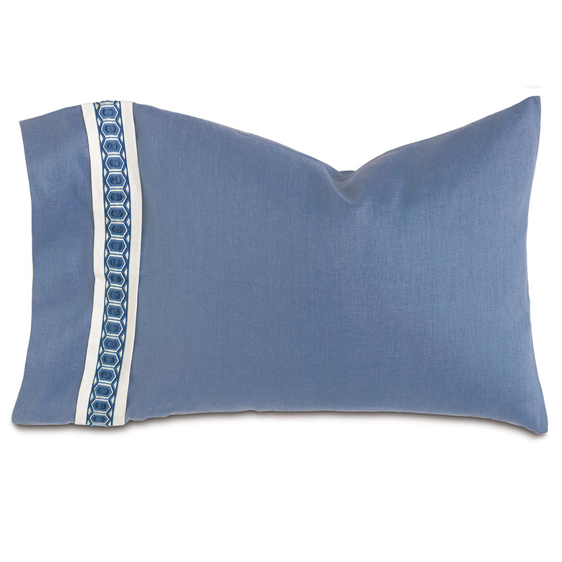 Sapphire Blue and White Geometric Trim Standard Sham