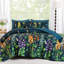 Édredon 8 pièces lit dans un sac à motif de fleurs botaniques avec draps-123517732-123517731