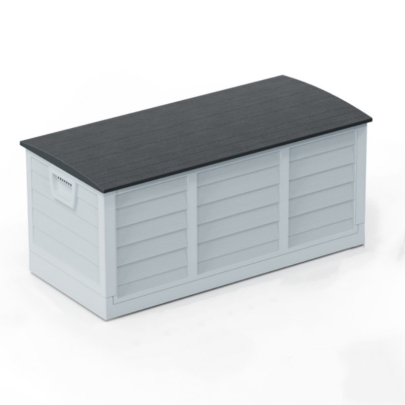 Coffre de terrasse en plastique 75 roulettes 75 gallons, Noir / gris