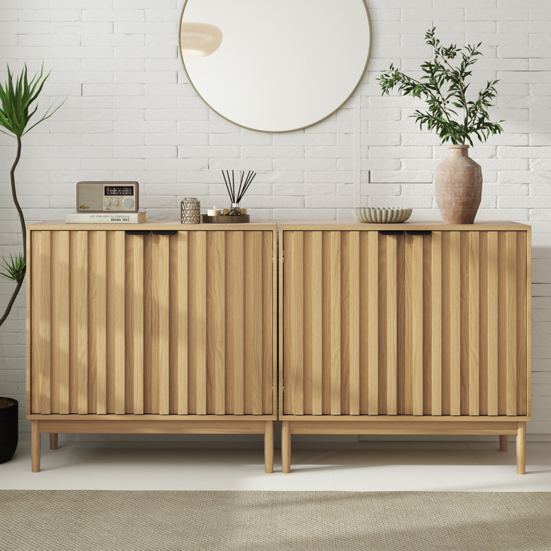31"Sideboard with Adjustable Shelves(Set of 2), Brown