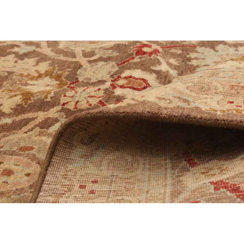 Tapis de zone en laine brun foncé 4 pi 2 po x 6 po one-of-kind main-noué la new age 18/20 pako