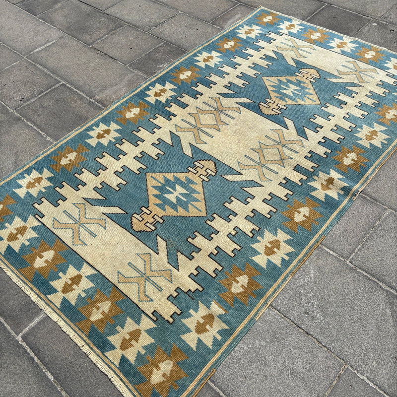 Tapis turc vintage en laine turque rétro Anatolian pour chambres et espaces de vie