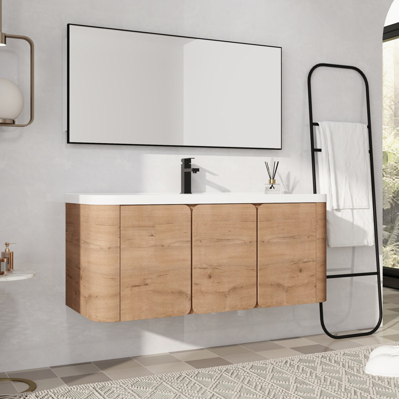 Meuble-lavabo mural simple 48 po avec plateau en résine, 48"