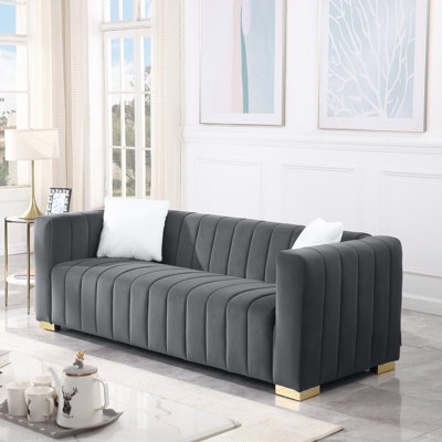 Canapé en velours de luxe 87 po avec 2 coussins Clifford