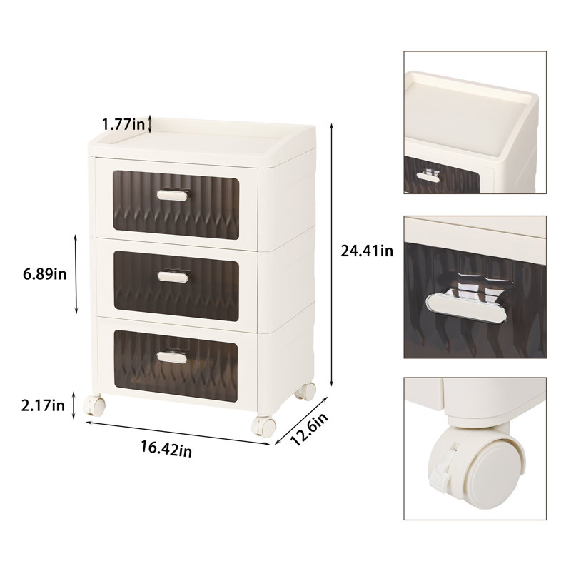 Edmanuel 3 - Drawer End Table, White/Clear