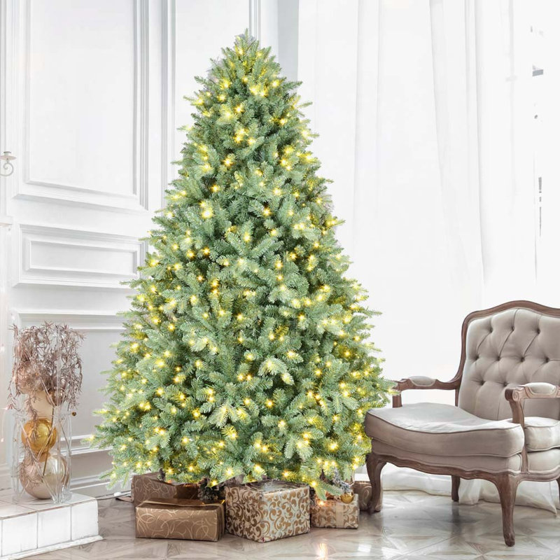Arbre de Noël illuminé bleu-vert 5pi, Oui, H 5 pi