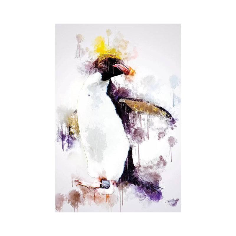 Macaroni Penguin by Cornel Vlad - Wrapped Canvas Painting, 30.48cm H x 20.32cm W x 1.905cm D