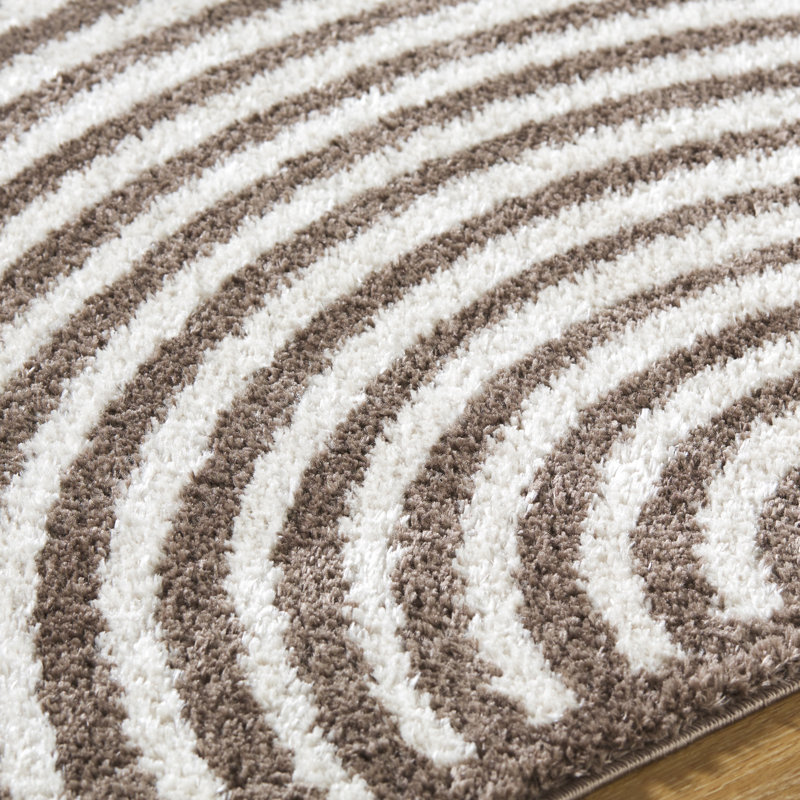 Machine Washable Shaggy Boho Dark Brown Area Rug, Rectangle 160 x 213cm