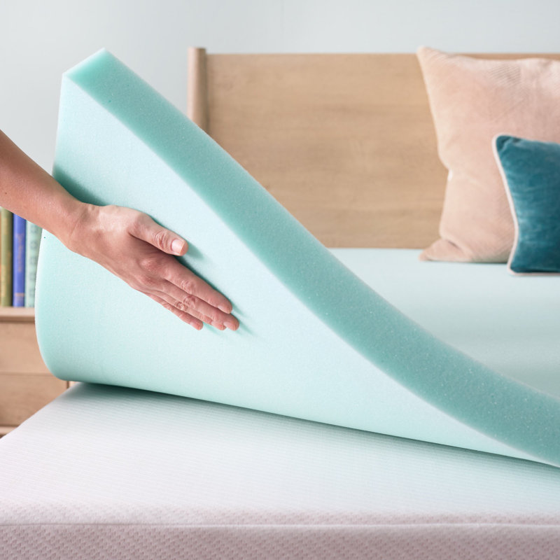  2" Cooling Gel and Green Tea Memory Foam Mattress Topper - Queen, 2 Inch, Queen
