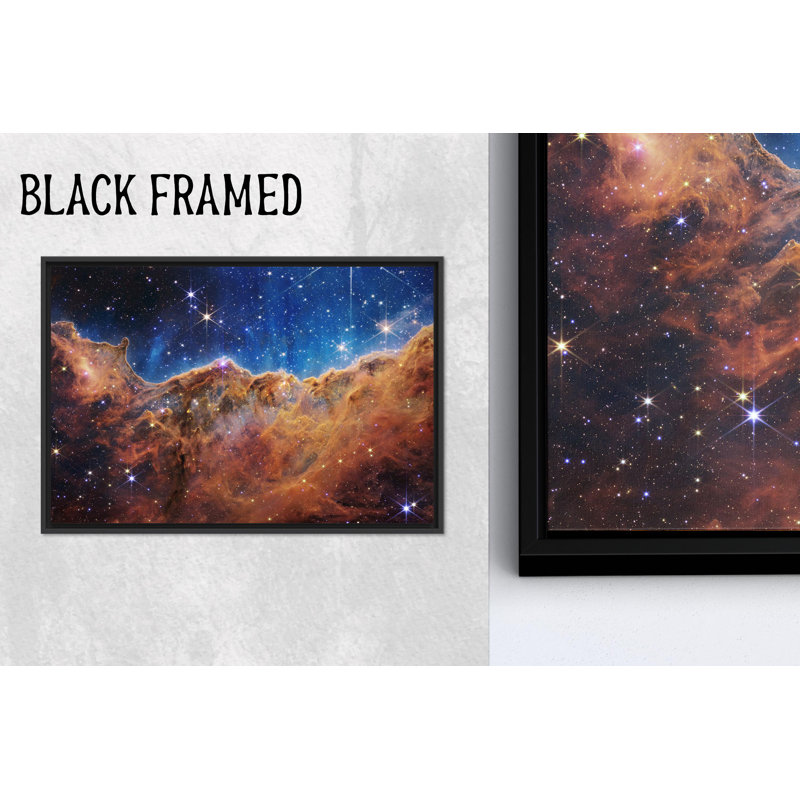 Impression sur toile: Nébuleuse de l'espace profond, art mural galaxie - conception imprimée, toiles à cadre noir 1P