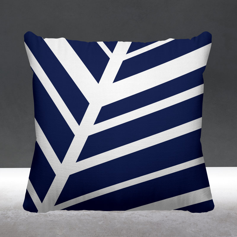 Coussin décoratif intérieur / extérieur Sanford, L 17 po x H 17 po, Bleu marine