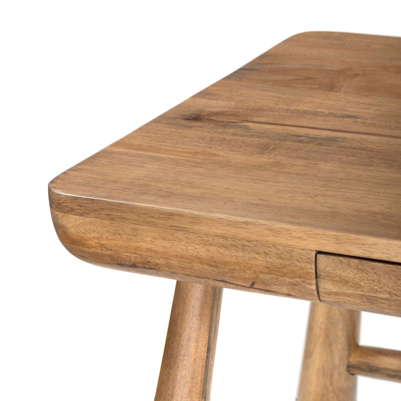 LORIK Solid Wood Writing Desk, Light Brown