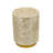 Cylindrical Accent Stool with Capiz Shell Inlay and Decorative Pedestal Base
