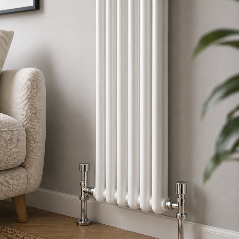 Uxbridge Vertical Traditional Colosseum Radiator, White, 1800mm H x 290mm W x 100mm D