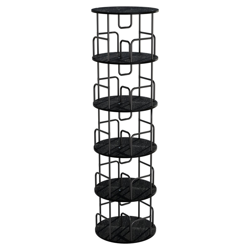 Rotating Bookshelf Tower 5 Tier, Spinning Bookcase, Revolving 360 Book Shelf Narrow Tall Bookcase, Vertical Turning Round Storage Bookshelf, Book Shelf Organizer For Bedroom, Living Room, Black
