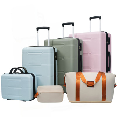 6 Piece Luggage Set,14 IN Cosmetic Case 20/24/28 IN Luggages with Duffel Bag and Toiletry Bag
