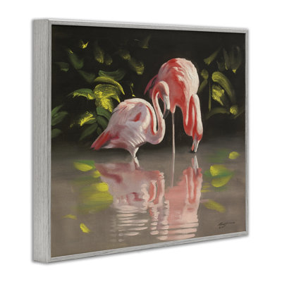 Flamants roses avec étang, art de la giclée par D. Rust