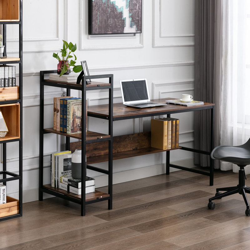 Henton Metal Base Writing Desk, Brown