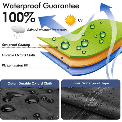 Waterproof 3-Seater Outdoor Sofa Cover UV Resistant Patio Couch Cover With Air Vents And Handles