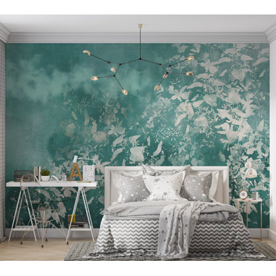 Papier peint botanique - Jardin bleu