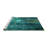 Wenyu Abstract Machine Woven Area Rug in Teal-1812380546