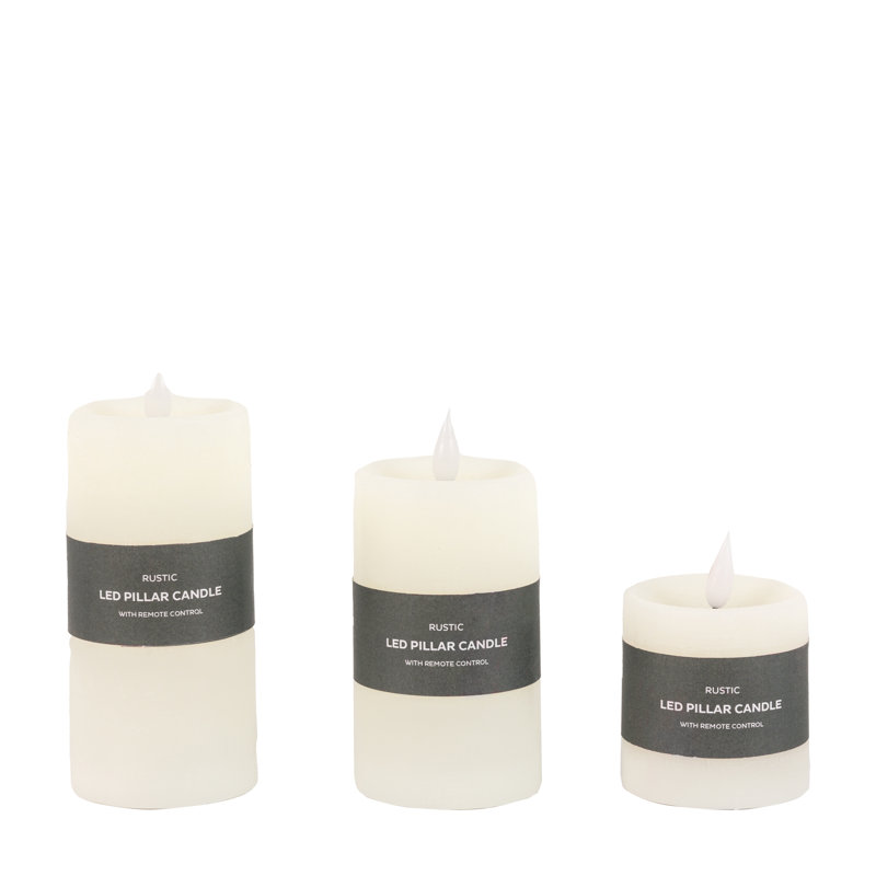 Unscented Flameless Pillar Candle with Plastic Holder, Ivory