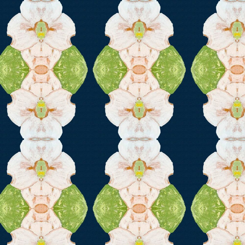 Flowering Dogwoods Square Pillow Cover & Insert, Navy Floral, 22"H x 22"W