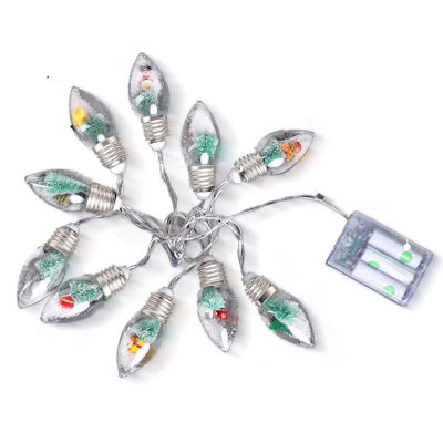 Guirlande de Noël rétro 6,6 pi Nostalgic - 10 ampoules globe à neige + ornements arbre / neige - lueur douillette pour manteau de cheminée / foyer
