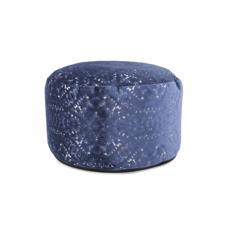 Pouf rond de 22 po de largeur, Mélange de polyester saphir Pasini