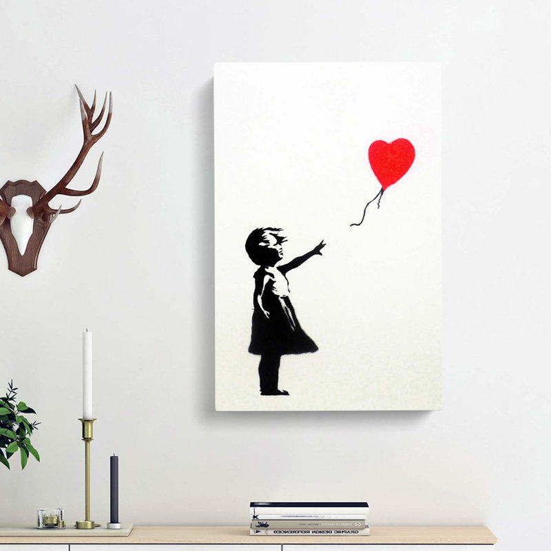 Girl with Red Balloon by Banksy - Wrapped Canvas Painting Print, 91cm H x 60cm W x 3cm D