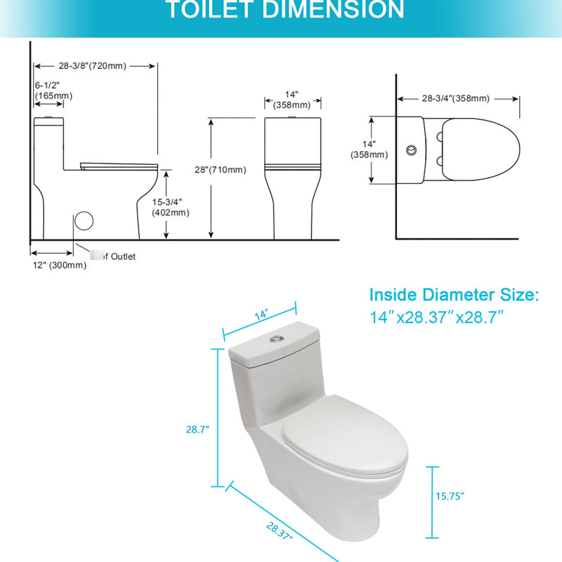 Toilette en céramique avec chasse d'eau efficace et siège silencieux à double chasse d'eau