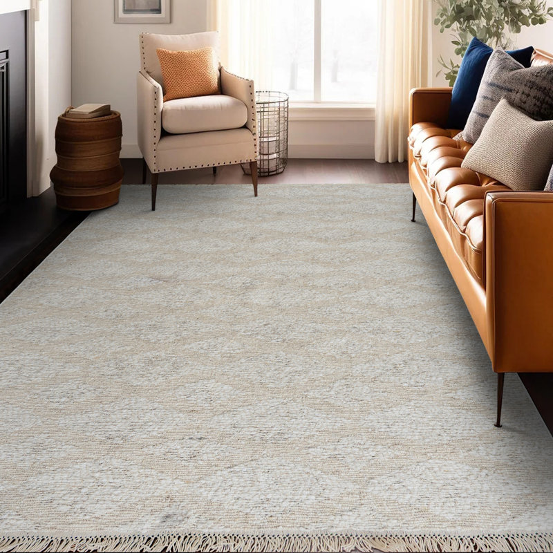Tapis noué à la main Ashor Silverhorne - sable - 8 pi x 10 pi, 8 pi x 10 pi