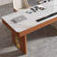 Plateau de table rectangulaire en bois manufacturé orange et blanc avec 2 tiroirs-653281824-653281826