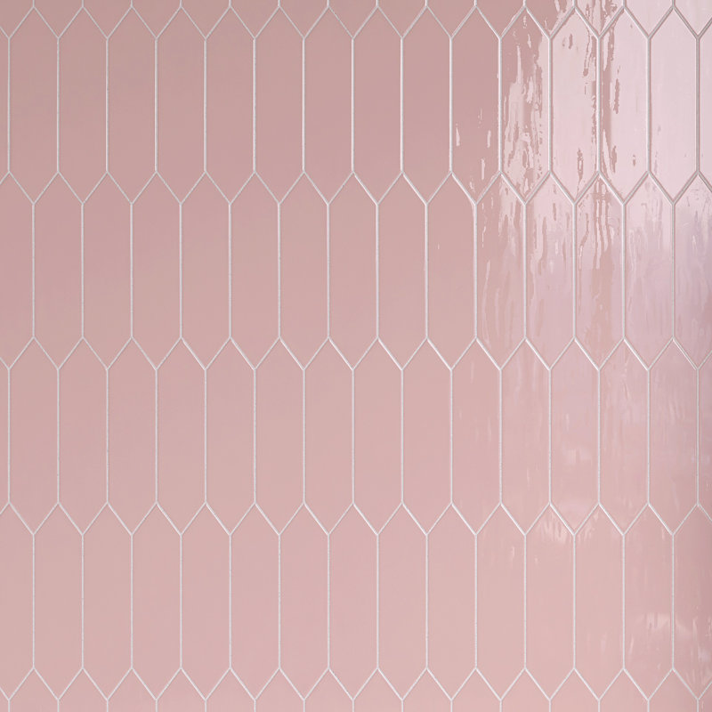Atlanta 2.95 in. X 11.81 in. Glossy Ceramic Picket Wall Tile, Pink