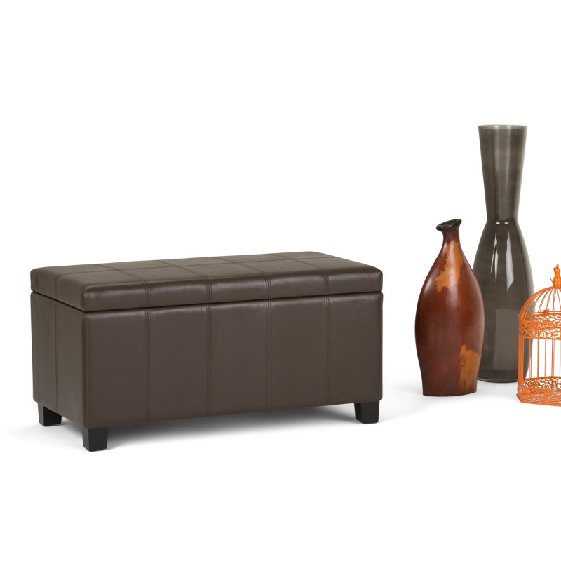 Repose-pieds rectangulaire avec rangement relevable Dover, Similicuir brun chocolat