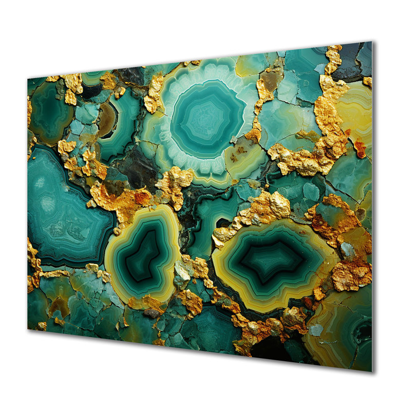 Art Amazonite doré doré vert pierre - pierre géode en métal MT136135, H 12 po x l 20 po x P 1 po