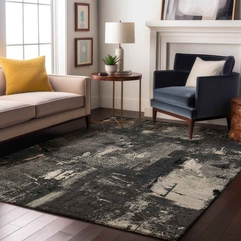 Tapis abstrait lavable à la machine de qualité supérieure AMF989, Rectangle 10 pi x 14 pi