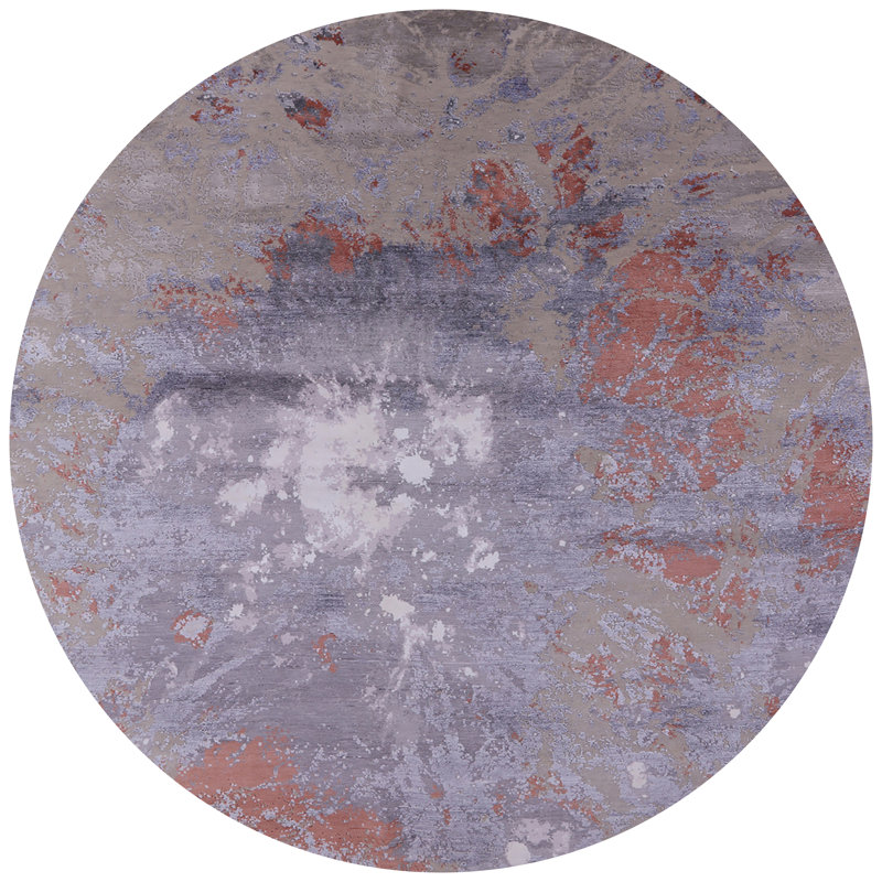 Tapis brun / bleu, Rond 7 pi