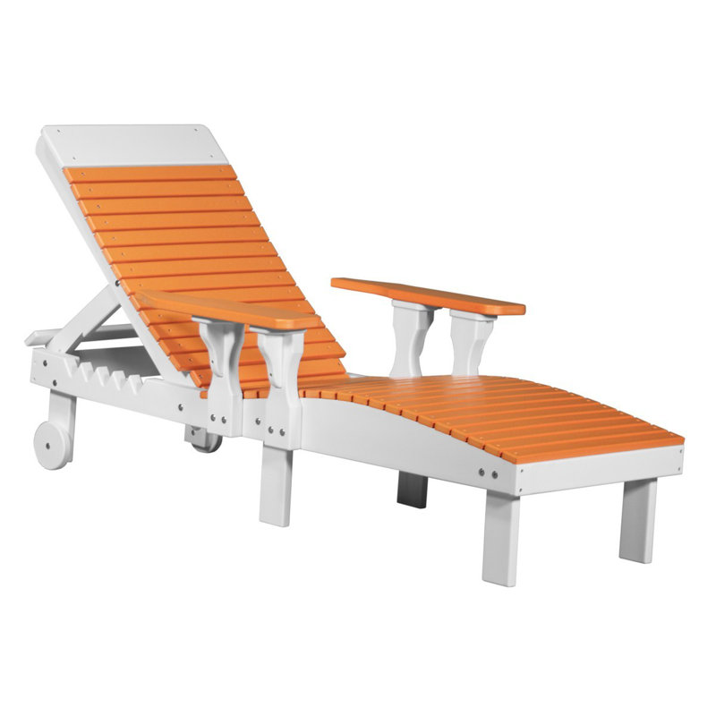 Chaise de patio inclinable Dicie, Orange / blanc