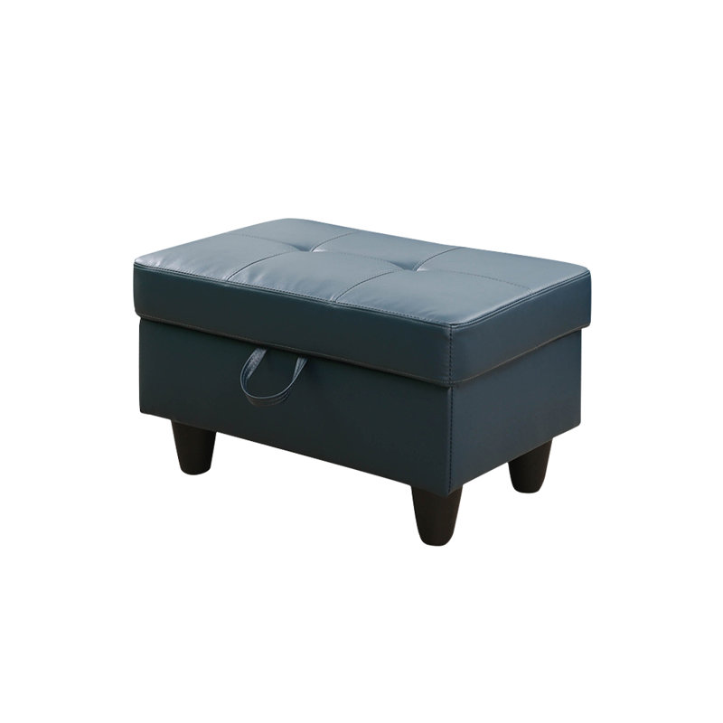 Faux Leather Upholstered Storage Bench, Peacock Blue