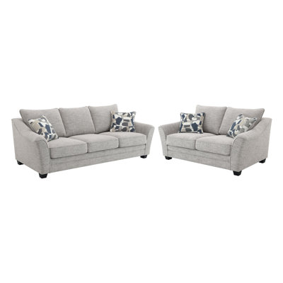 2-piece Boucle Upholstered Sofa Set Light Grey
