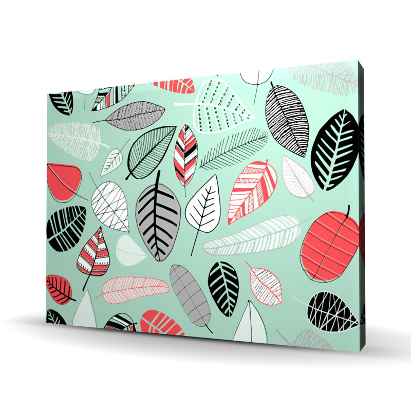 Motifs de feuilles turquoise - Toile d'art pour chambre d'enfant